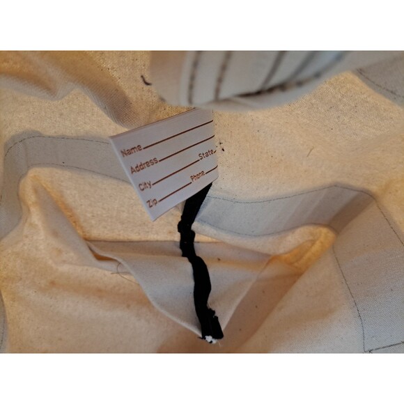 Lands End Expandable Canvas Tote Cream Blue Double Strap Boat Bag Made in USA - Picture 10 of 10